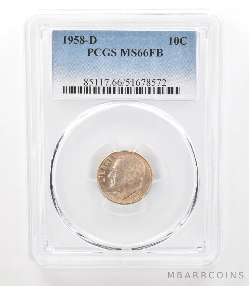 1958-D Roosevelt Dime MS66 FB PCGS Beautiful Tone *3187