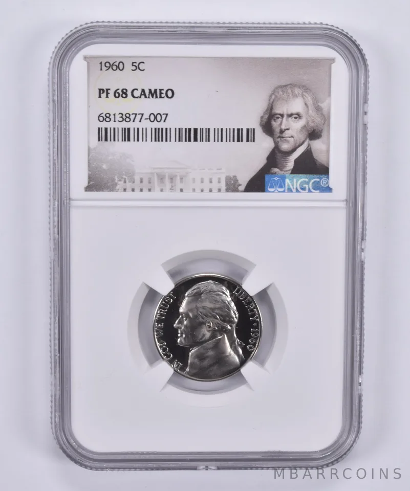 1960 Jefferson Nickel 5c PF68 Cam NGC Special Label