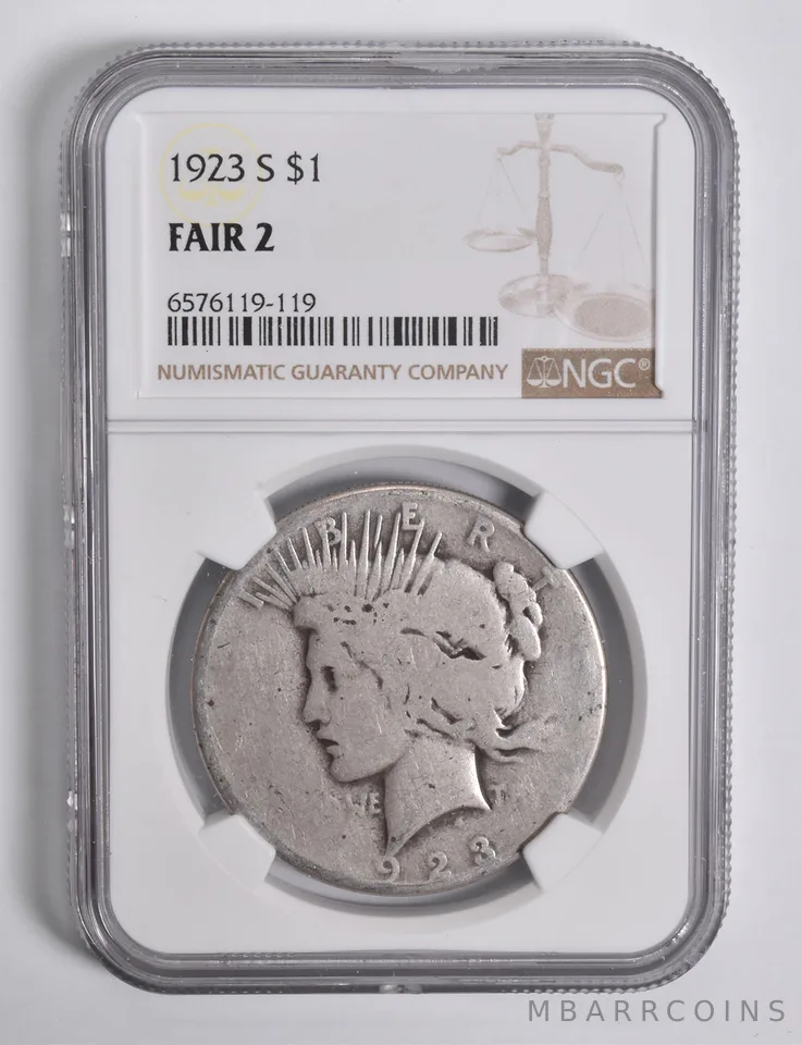 FAIR 2 1923-S Peace Silver Dollar NGC Low Ball Lowball Pocket Piece a4668