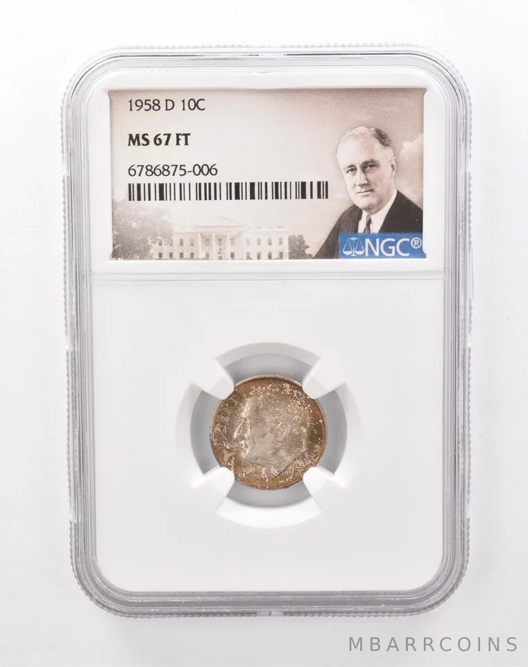 1958-D Roosevelt Dime MS67 FT NGC Beautiful Tone *1253