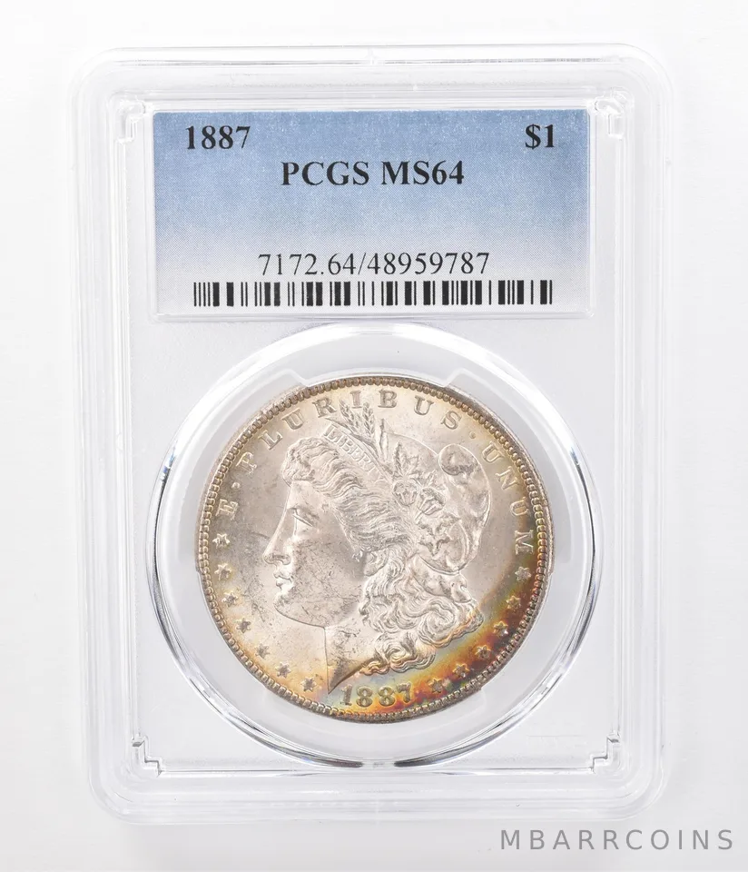 1887 Morgan Silver Dollar MS64 PCGS Peripheral Tone a7415