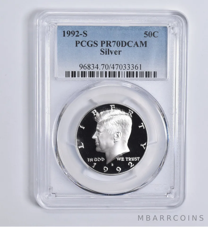 1992-S Kennedy Half Dollar Silver PR70 DCAM PCGS Blue Lbl