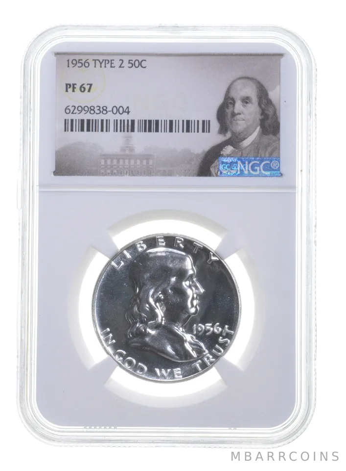 1956 Franklin Half Dollar Type 2 PF67 NGC Special Label