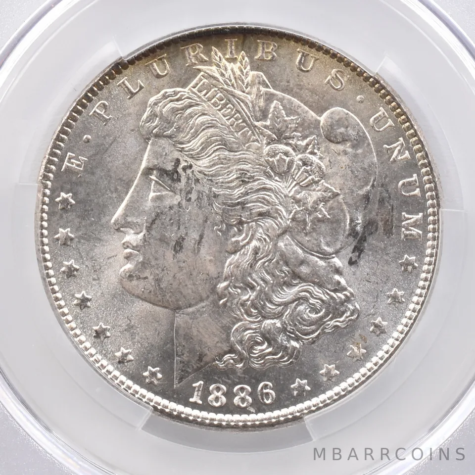 1886 Morgan Silver Dollar MS61 CAC CACg Beautiful Tone *2368