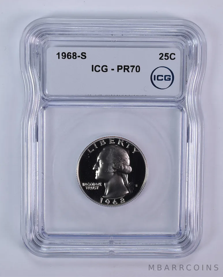1968-S Washington Quarter PR70 ICG