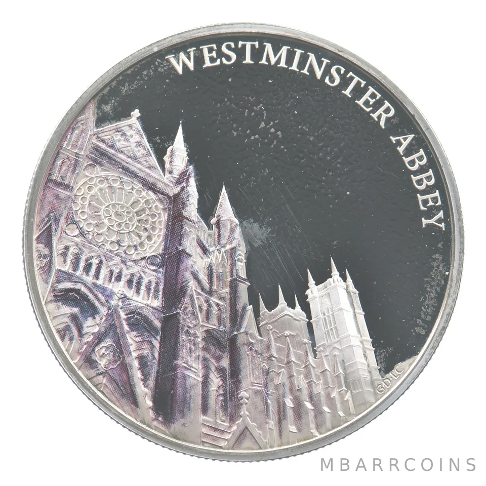 2017 Great Britain 5 Pounds Silver Westminster Abbey Colorized *4227