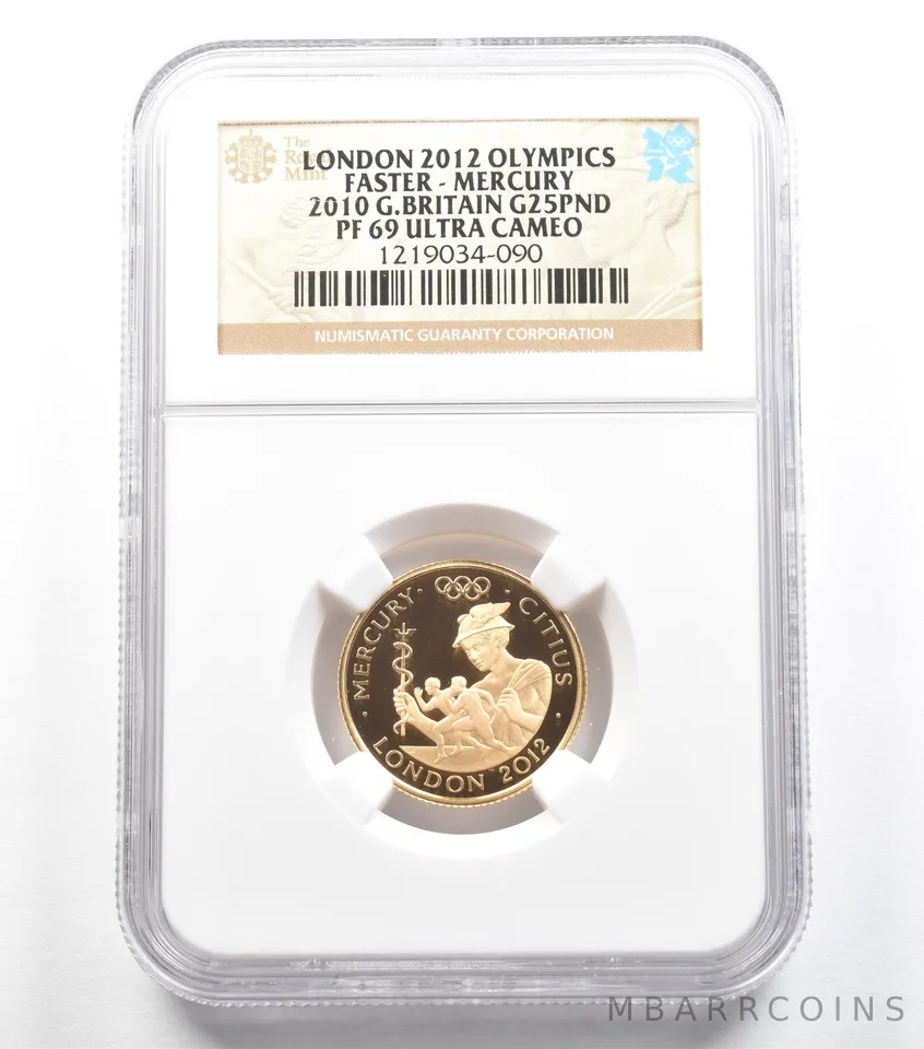 2010 Great Britain 25 Pounds Gold London Olympics Faster Mercury PF69 NGC *5572