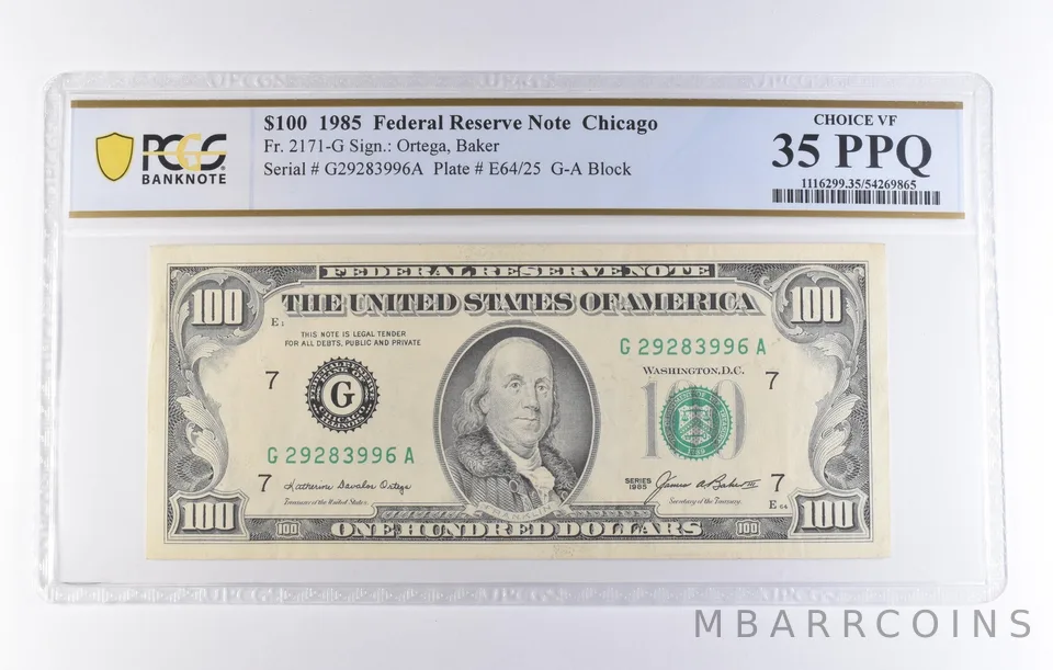 1985 $100 Chicago IL FRN Fr#2171-G Choice VF 35 PPQ PCGS *8275