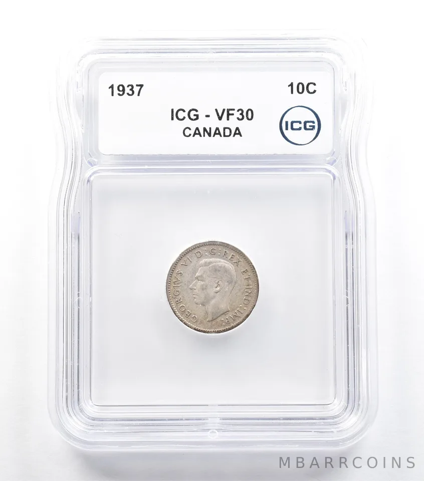 1937 Canada 10 Cents VF30 ICG *5690