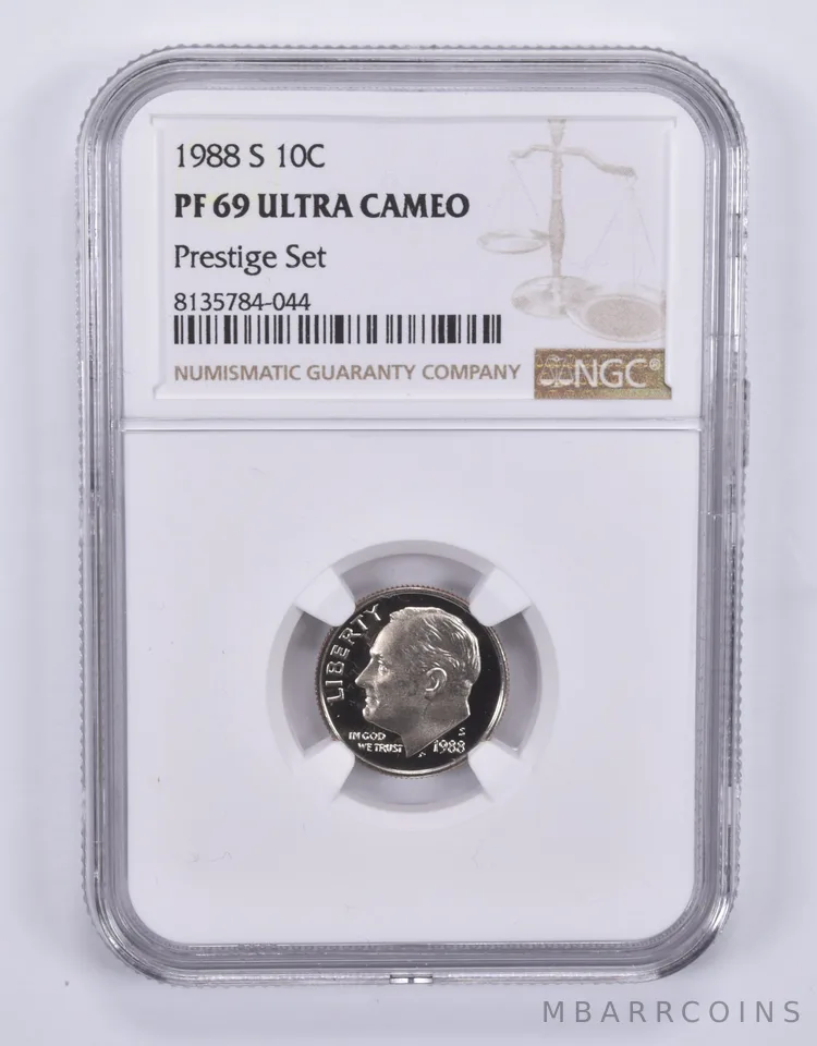 1988-S Roosevelt Dime Prestige Set PF69 UCAM NGC Brown Label