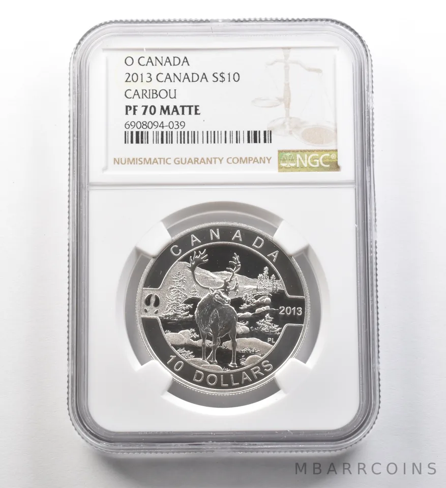 2013 Canada 10 Dollars Silver O Canada Caribou PF70 Matte NGC *8265