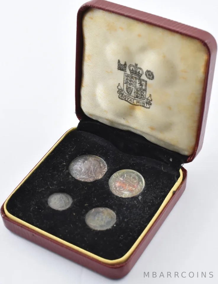 1900 Great Britain 4 Coin Silver Maundy Set With Case a3876
