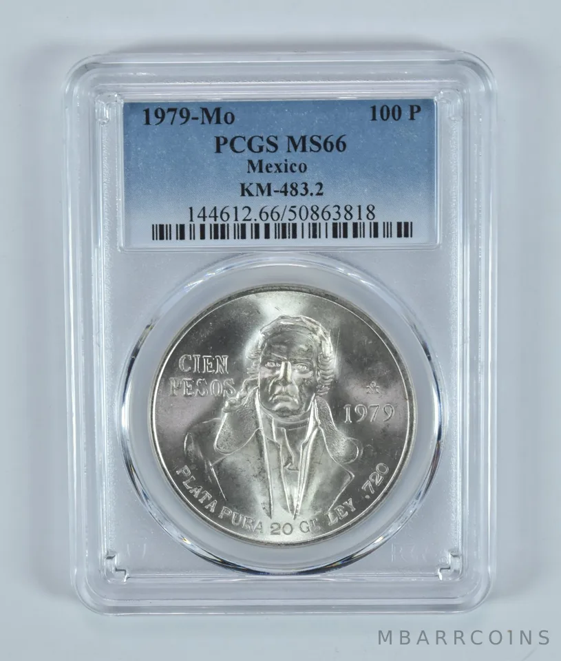 1979 Mo Mexico 100 Pesos MS66 PCGS Blue Label