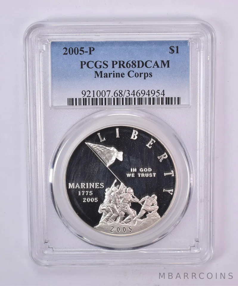 2005-P Marine Corps Commemorative Dollar PR68 DCAM PCGS Blue Label