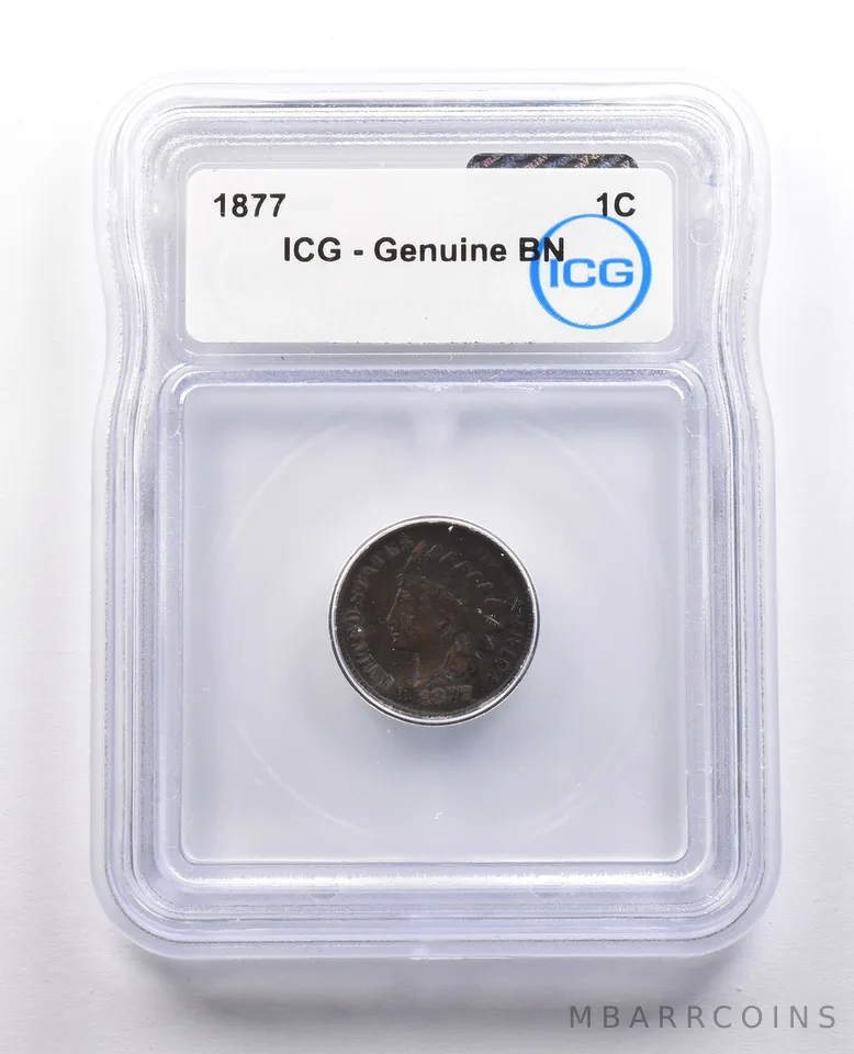 1877 Indian Head Cent Genuine BN ICG *1039