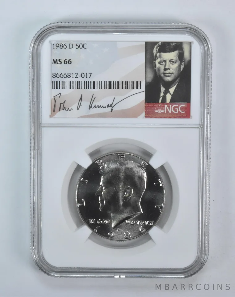 1986-D Kennedy Half Dollar MS66 NGC Signature Label