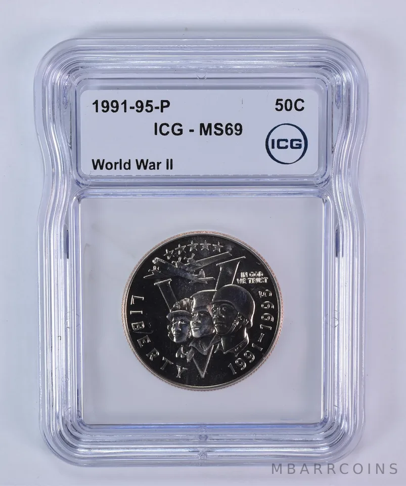 1991-95-P World War 2 WWII Commemorative Half Dollar MS69 ICG