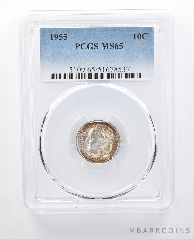 1955 Roosevelt Dime MS65 PCGS Peripheral Tone *8055