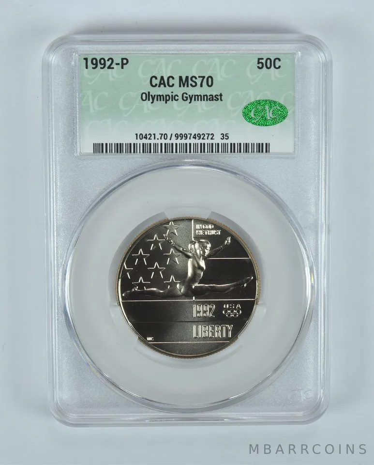 1992-P Olympic Gymnastics Commemorative Half Dollar MS70 CAC CACg