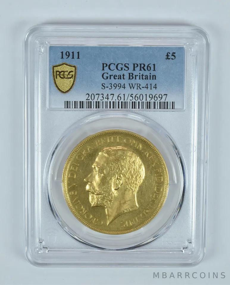 1911 Great Britain 5 Pound Gold Sovereign S-3994 WR-414 PR61 PCGS *9176