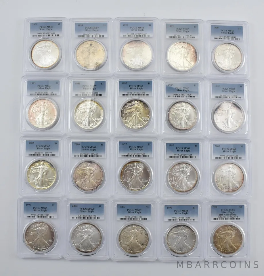 Lot (20) Nice Tone American Silver Eagle PCGS Holder *2903