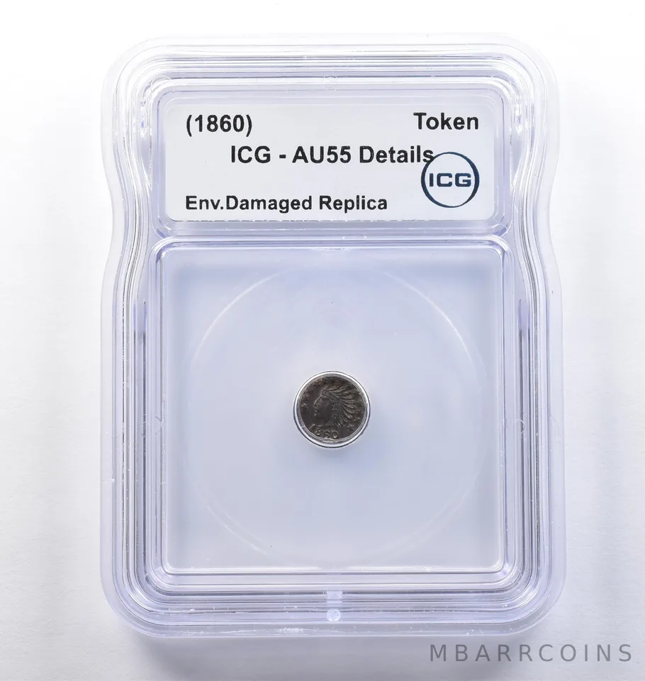 (1860) CA Fractional Gold Token Indian Head 1/4 Dollar AU55 Details ICG *3747