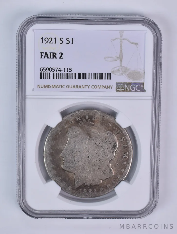 1921-S Morgan Silver Dollar Fair 2 NGC Lowball