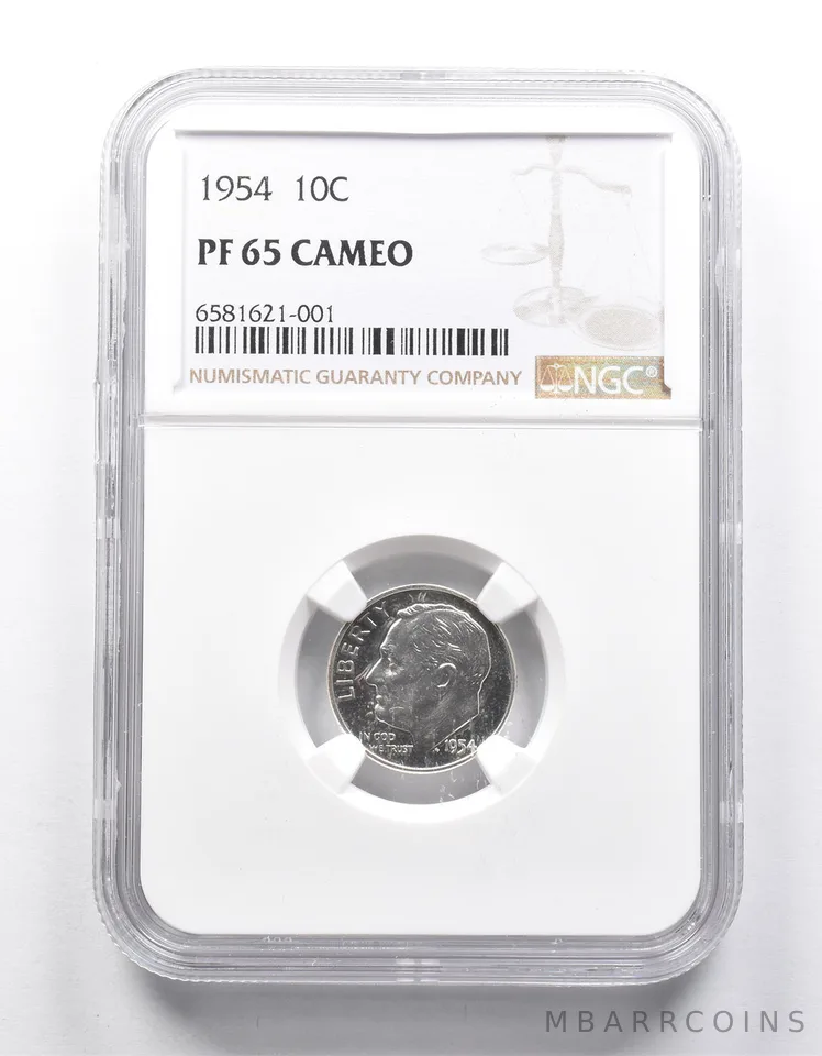PF65 CAM 1954 Roosevelt Dime NGC a9890