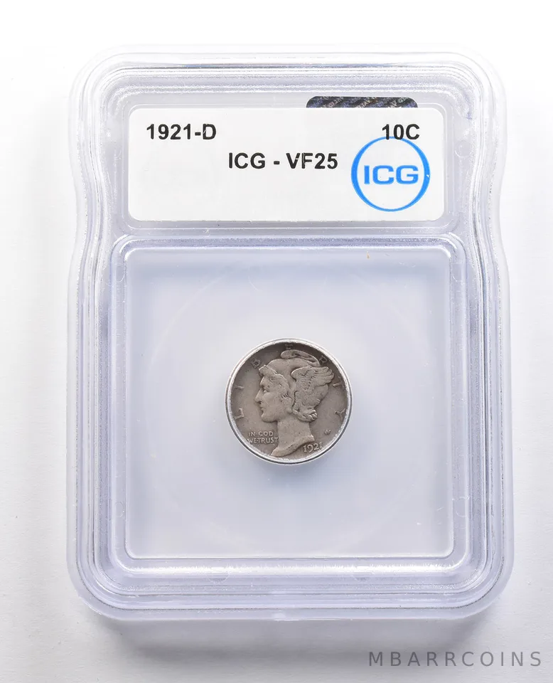 1921-D Mercury Dime VF25 ICG *1041