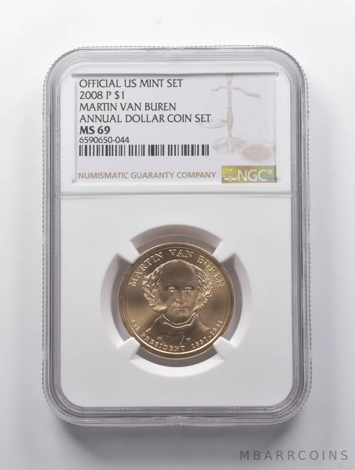 MS69 2008-P Martin Van Buren Presidential $1 Annual Dollar Coin Set NGC *9044