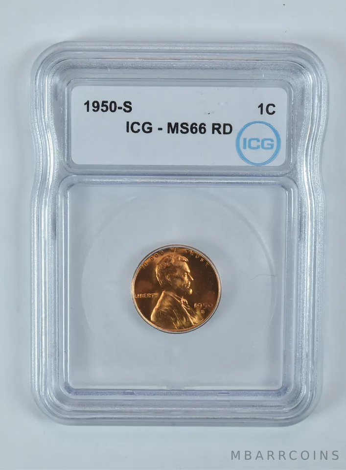 1950-S Lincoln Wheat Cent MS66 RD ICG