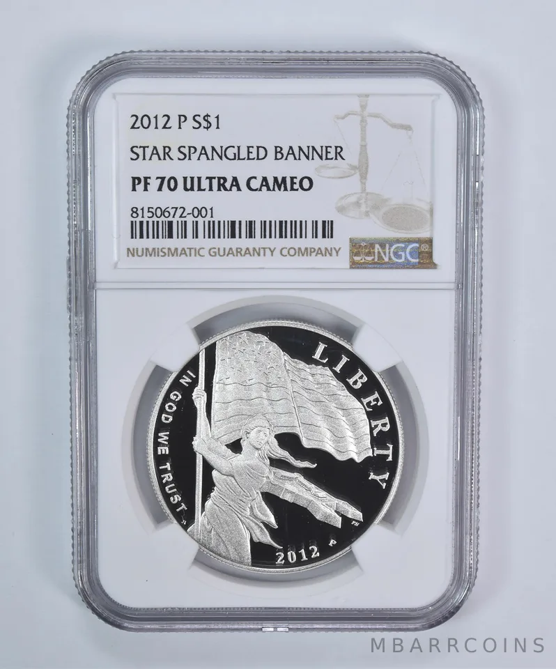 2012-P Star Spangled Banner Commemorative Dollar PF70 UCAM NGC Brown Label