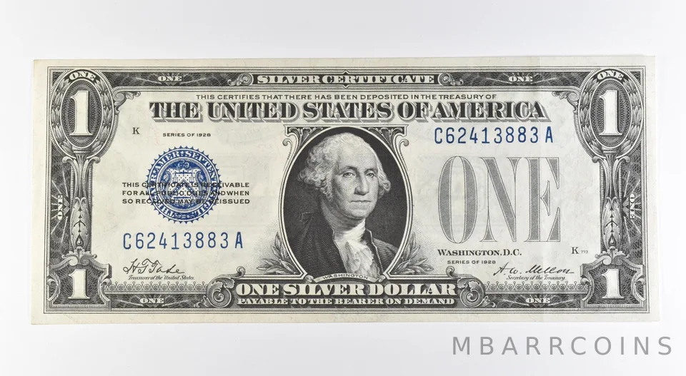 1928 $1 Silver Certificate Blue Seal Fr#1600 *0453