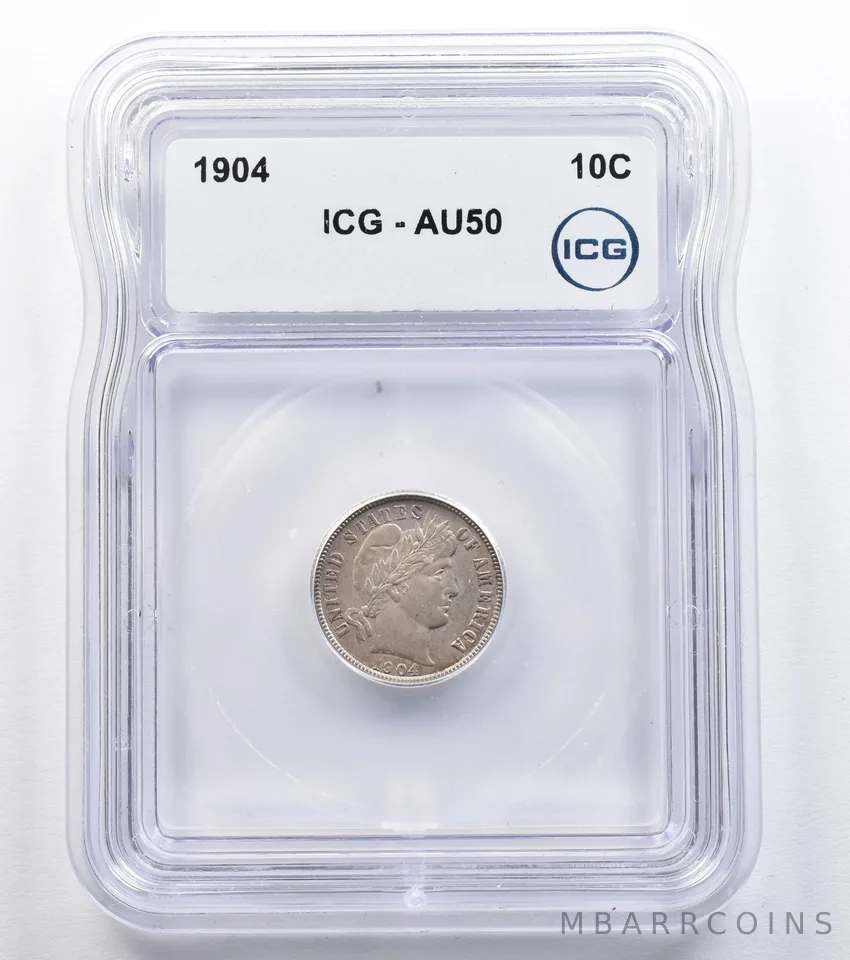 1904 Barber Dime AU50 ICG *9582