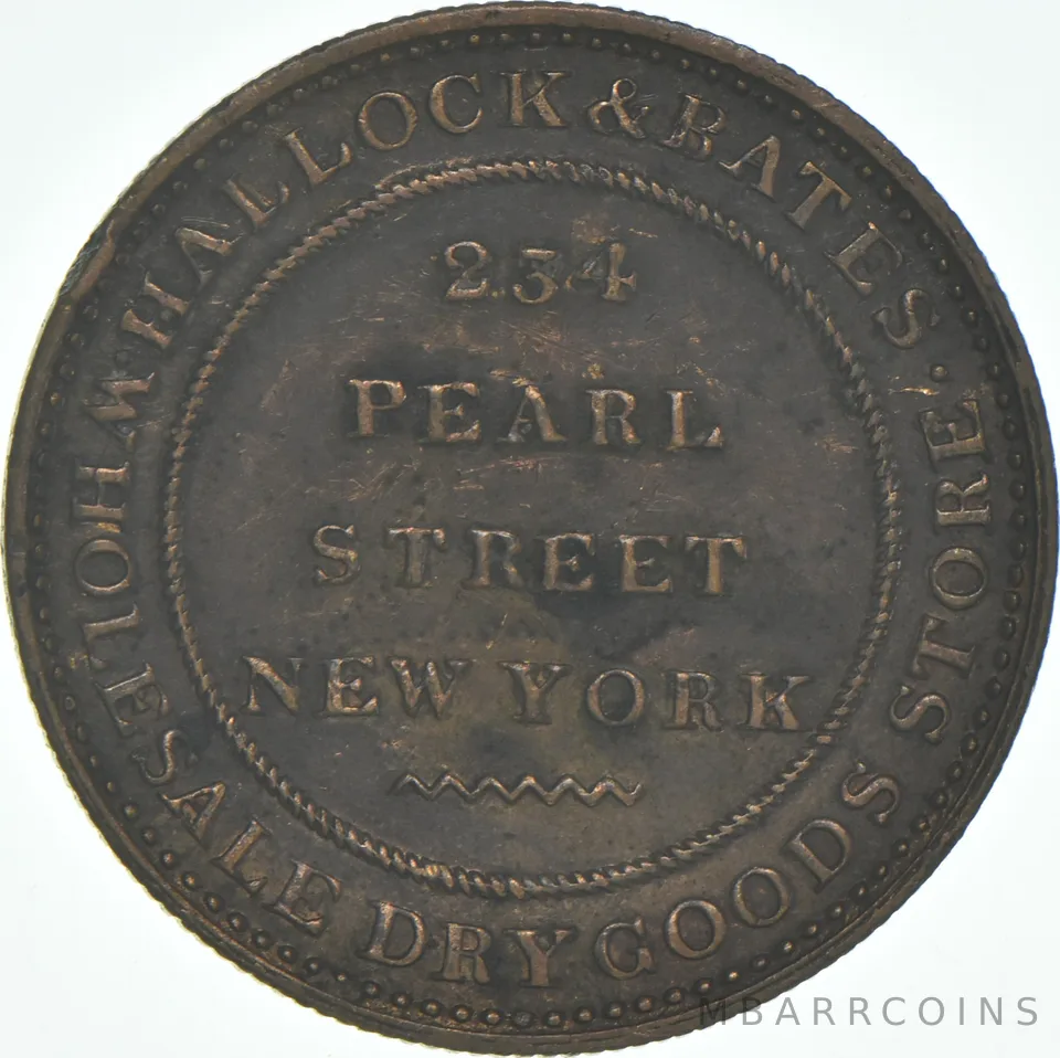 (1835-1837) Hallock & Bates Wholesale Dry Goods Hard Times Token *9182