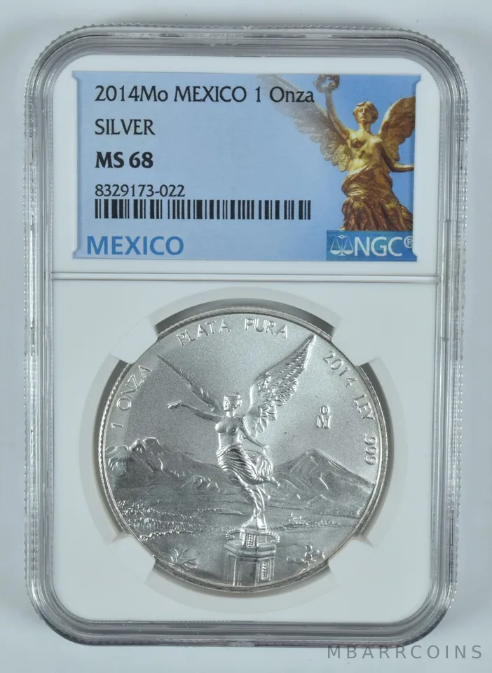 2014 Mo Mexico 1 Onza Silver Libertad MS68 NGC Mexico Label