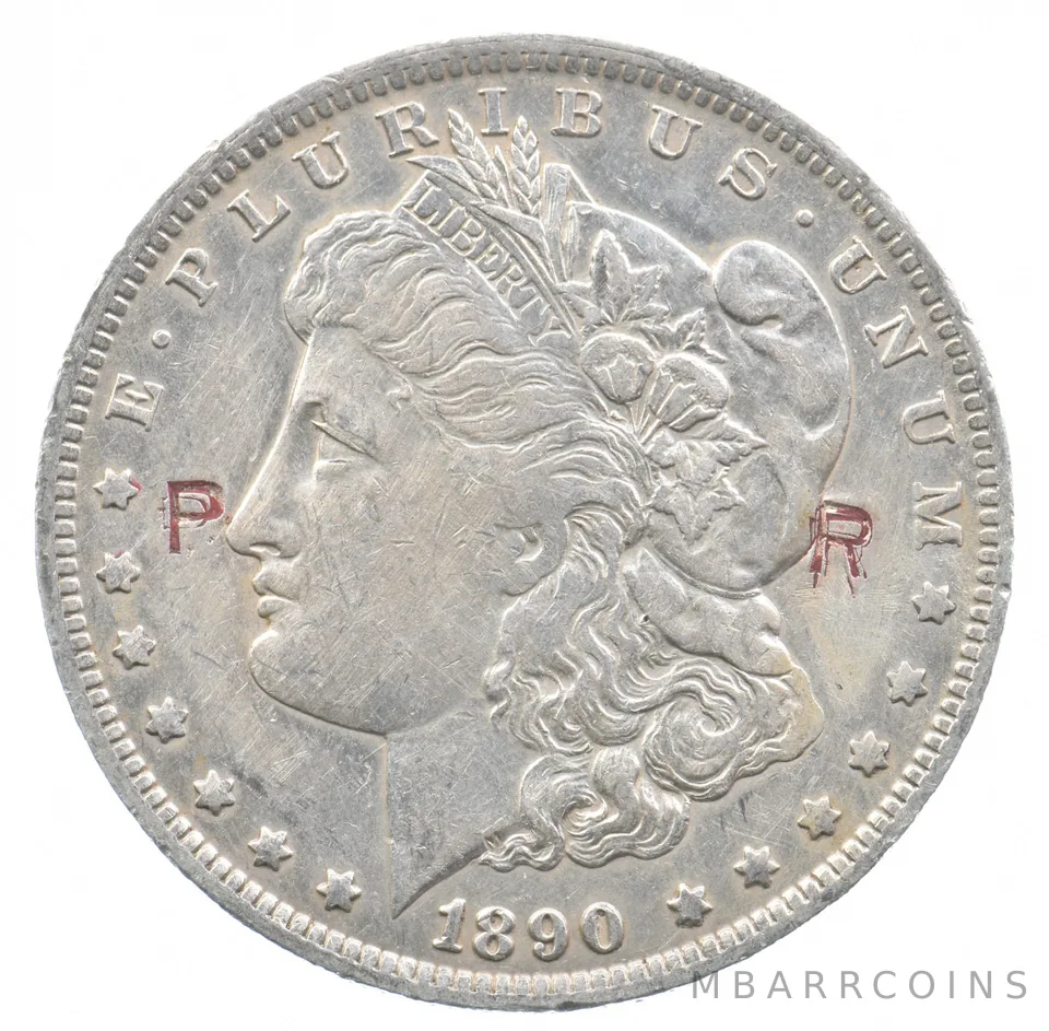 1890-O Morgan Silver Dollar P R Counter Stamp *7460