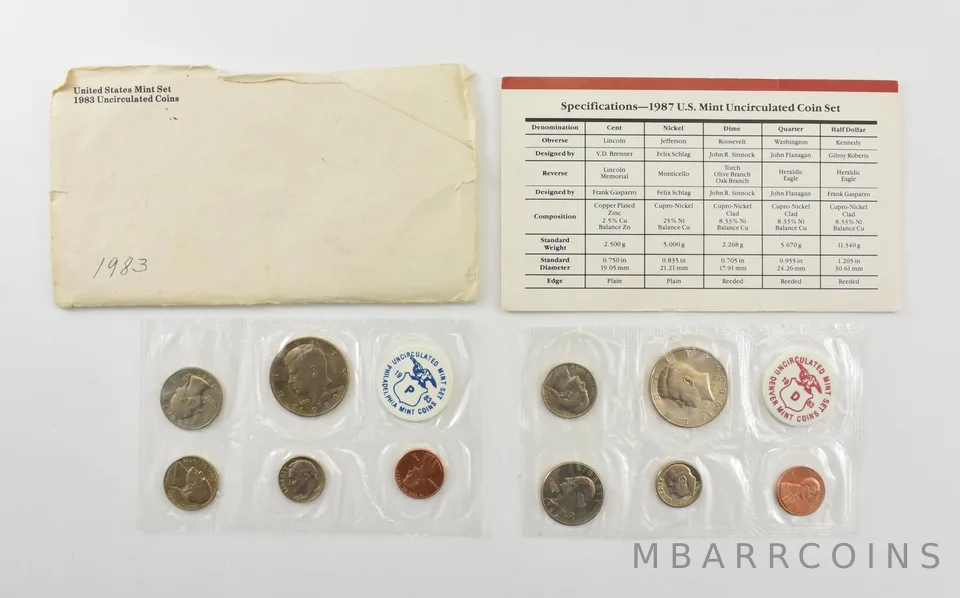 1983-P/D Uncirculated Souvenir Mint Set W/ Envelope a8976