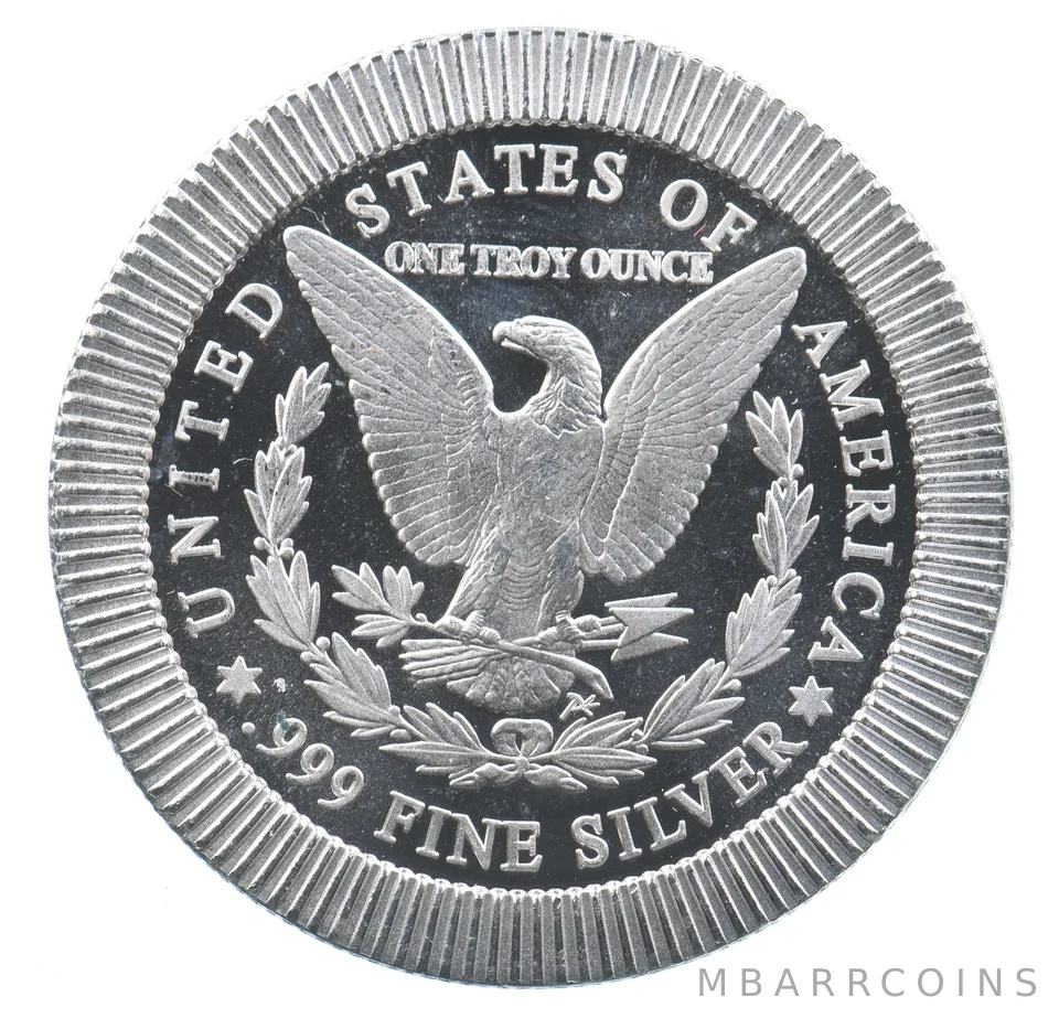 VINTAGE Art Bar/Round Morgan Dollar Design Stacker 1 Oz. Silver 1 T Ounce *165