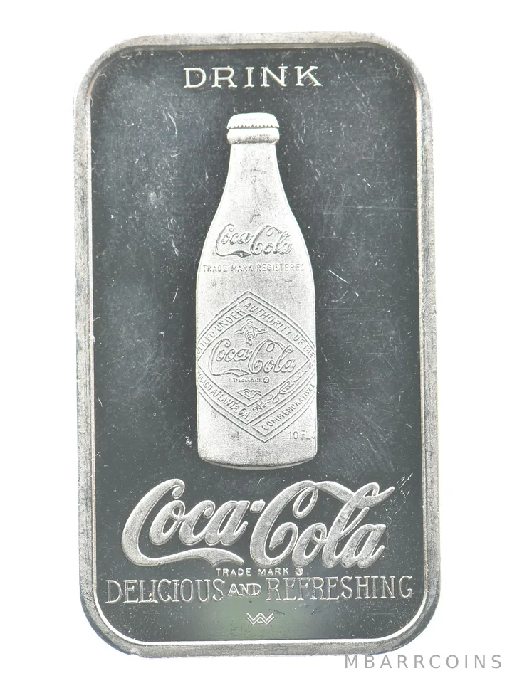 1976 1 Oz Silver Bar Coca-Cola 75th Anniversary Louisville a0763