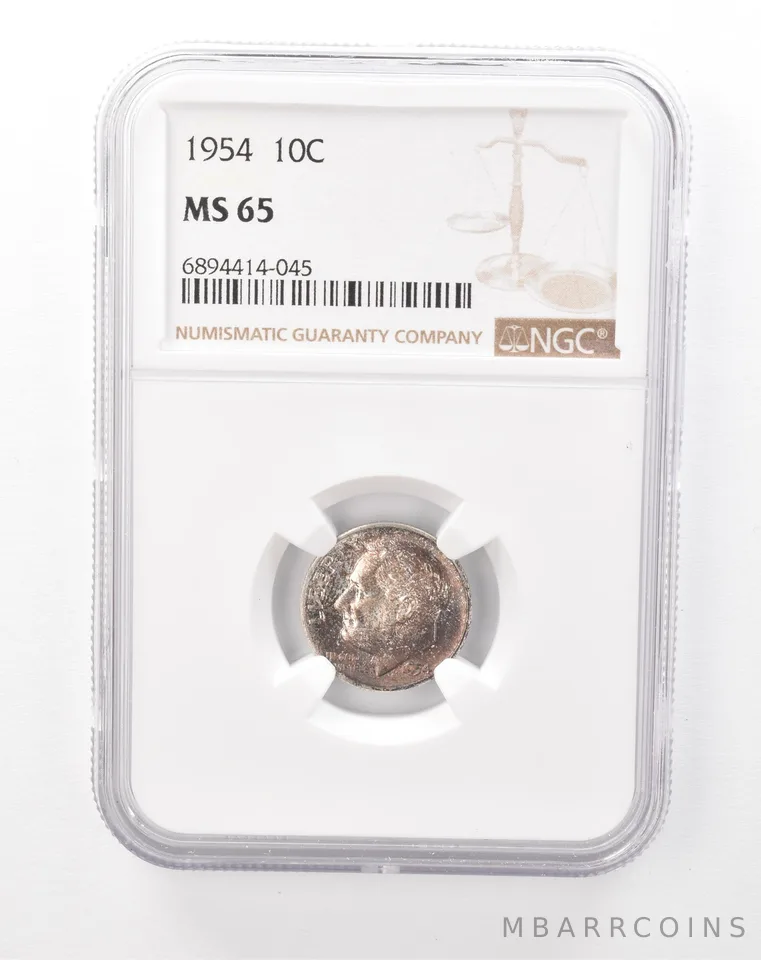1954 Roosevelt Dime MS65 NGC Beautiful Tone *5548