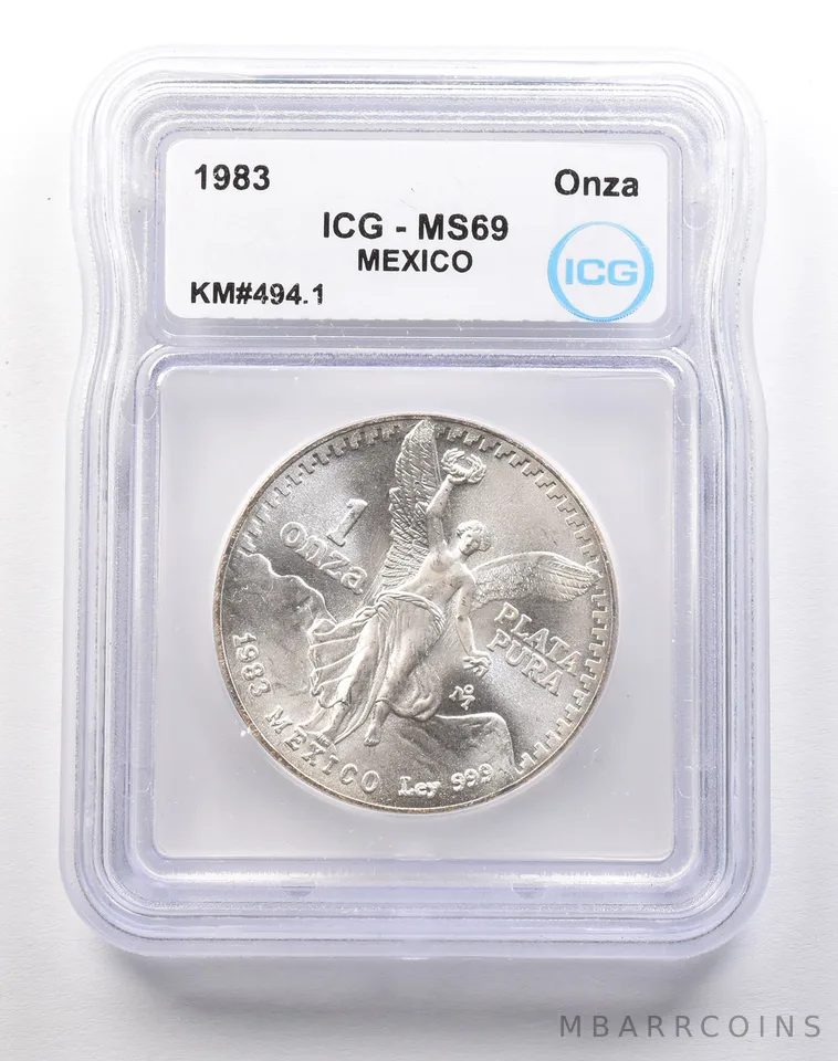 1983 Mo Mexico 1 Onza Silver Libertad MS69 ICG a1794