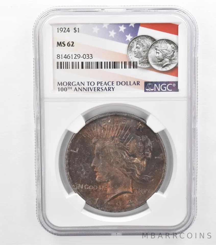 1924 Peace Silver Dollar MS62 NGC Beautiful Tone *3679