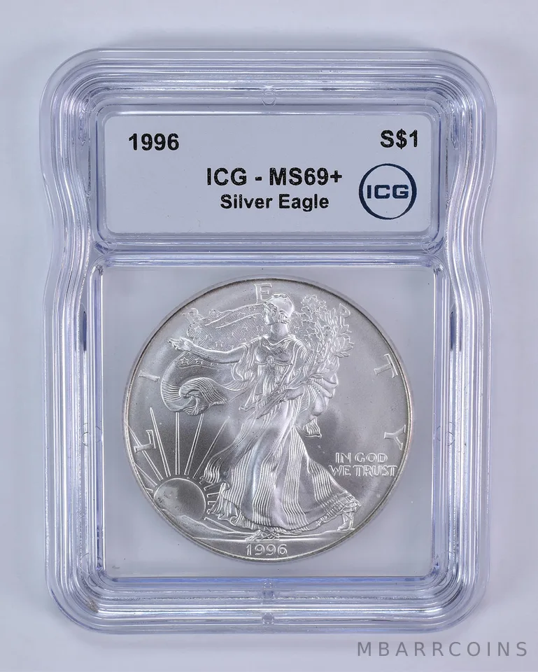 1996 American Silver Eagle MS69+ ICG