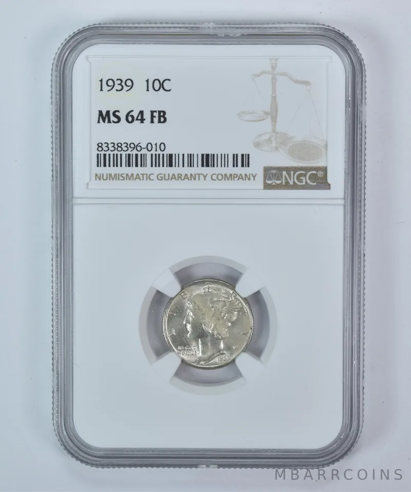 1939 Mercury Dime MS64 FB NGC Brown Label