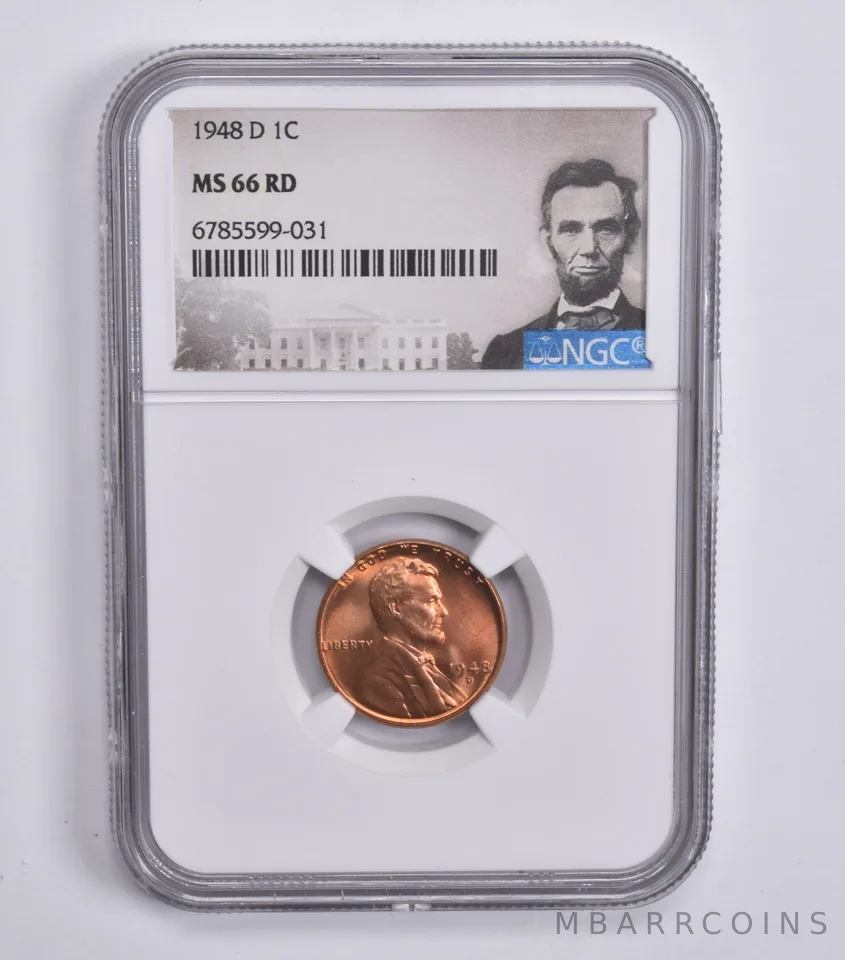 1948-D Lincoln Wheat Cent MS66 RD NGC Special Lbl