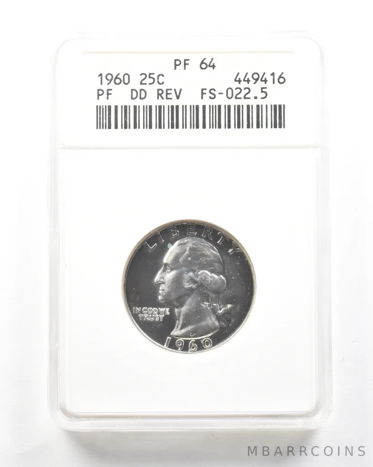 1960 Washington Quarter DDR FS-022.5 PF64 ANACS *2074