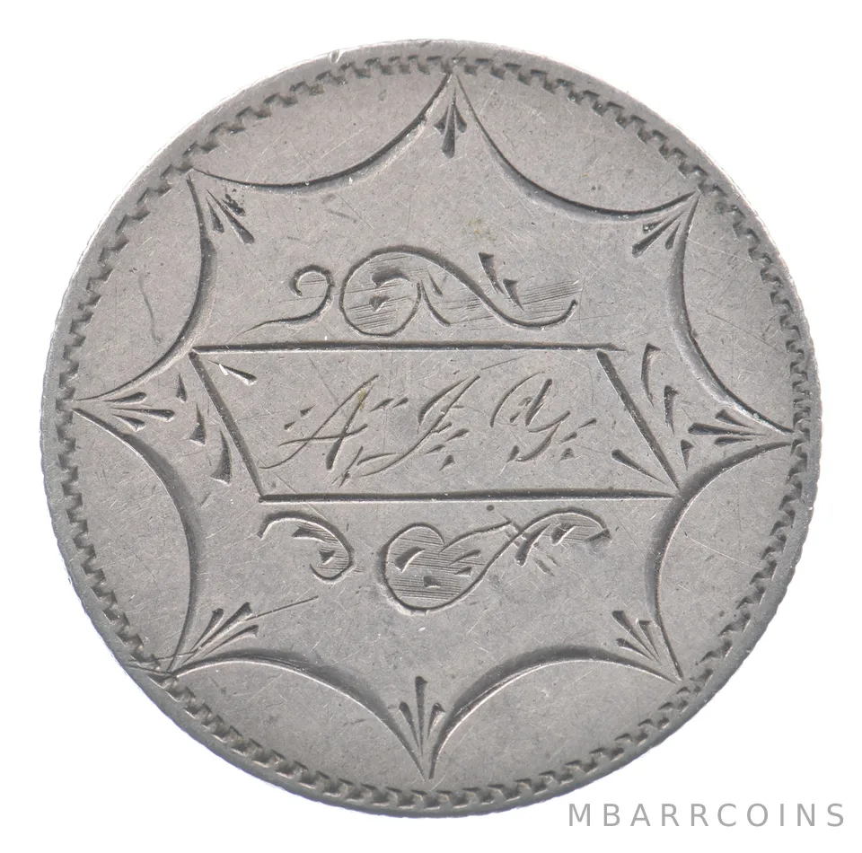 1855 Seated Liberty Quarter Arrows Love Token AJY a8587