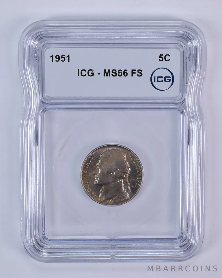 1951 Jefferson Nickel MS66 FS ICG