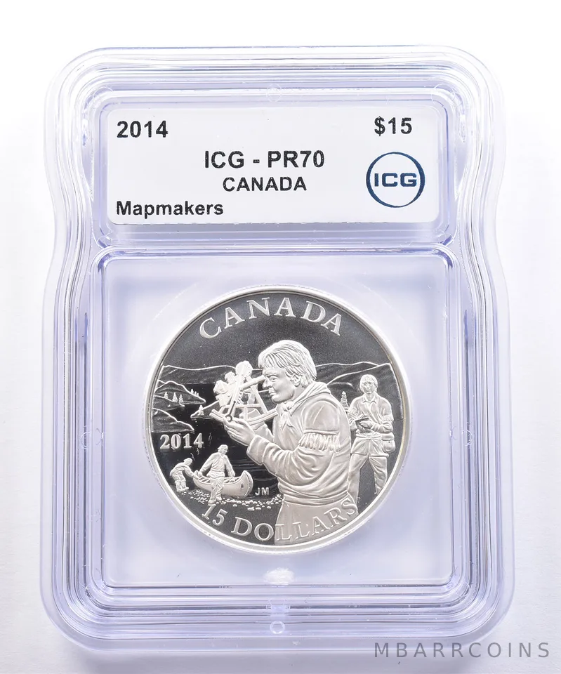 2014 Canada 15 Dollars Mapmakers PR70 ICG